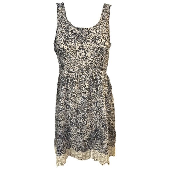 Anthropologie Doe & Rae Dress Womens Large Sleeveless Gray Blue Off White - Picture 2 of 8